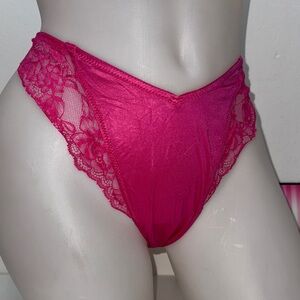 🔥Victoria's Secret Fuchsia Lace Panties high leg thong Sz XL NWT